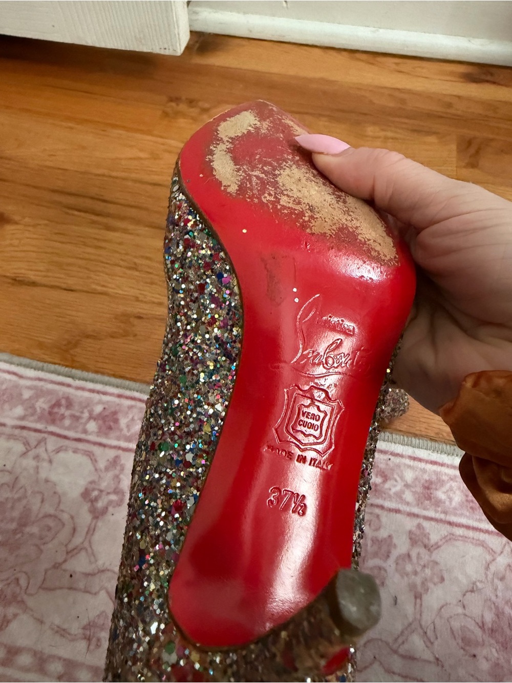Vintage Christian Louboutin Multicolor Glitter Pointed-Toe Pumps - Picture 10 of 10